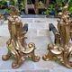 Pair of gilded bronze andirons Louis XV