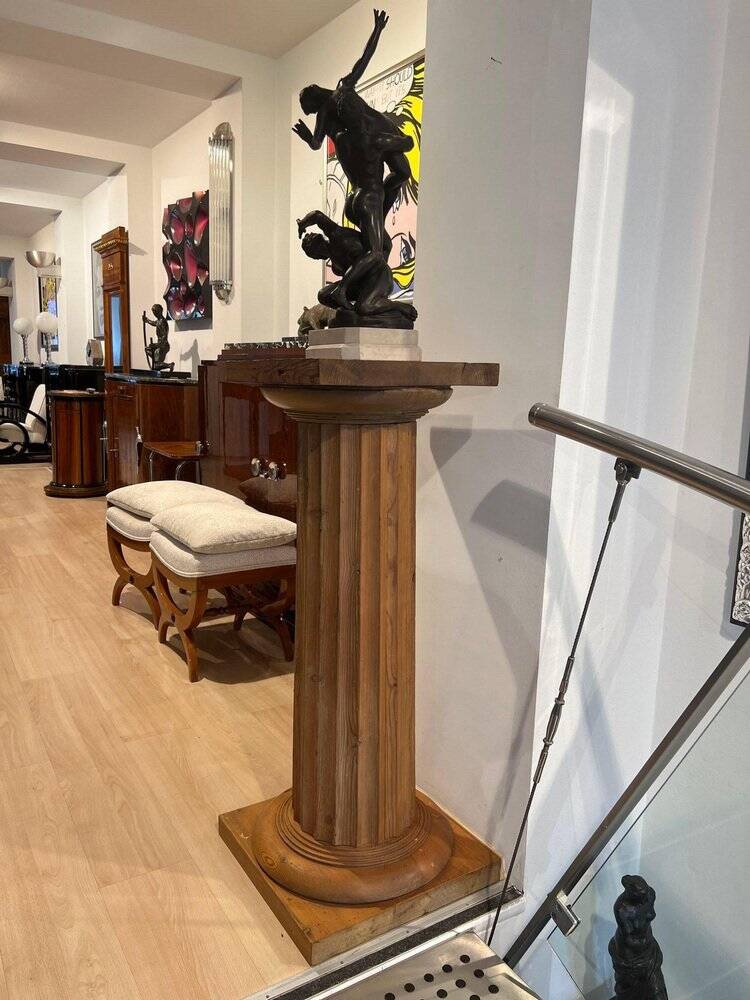 Large French Neoclassical Columns in Pine Wood, 1910, Set of 2