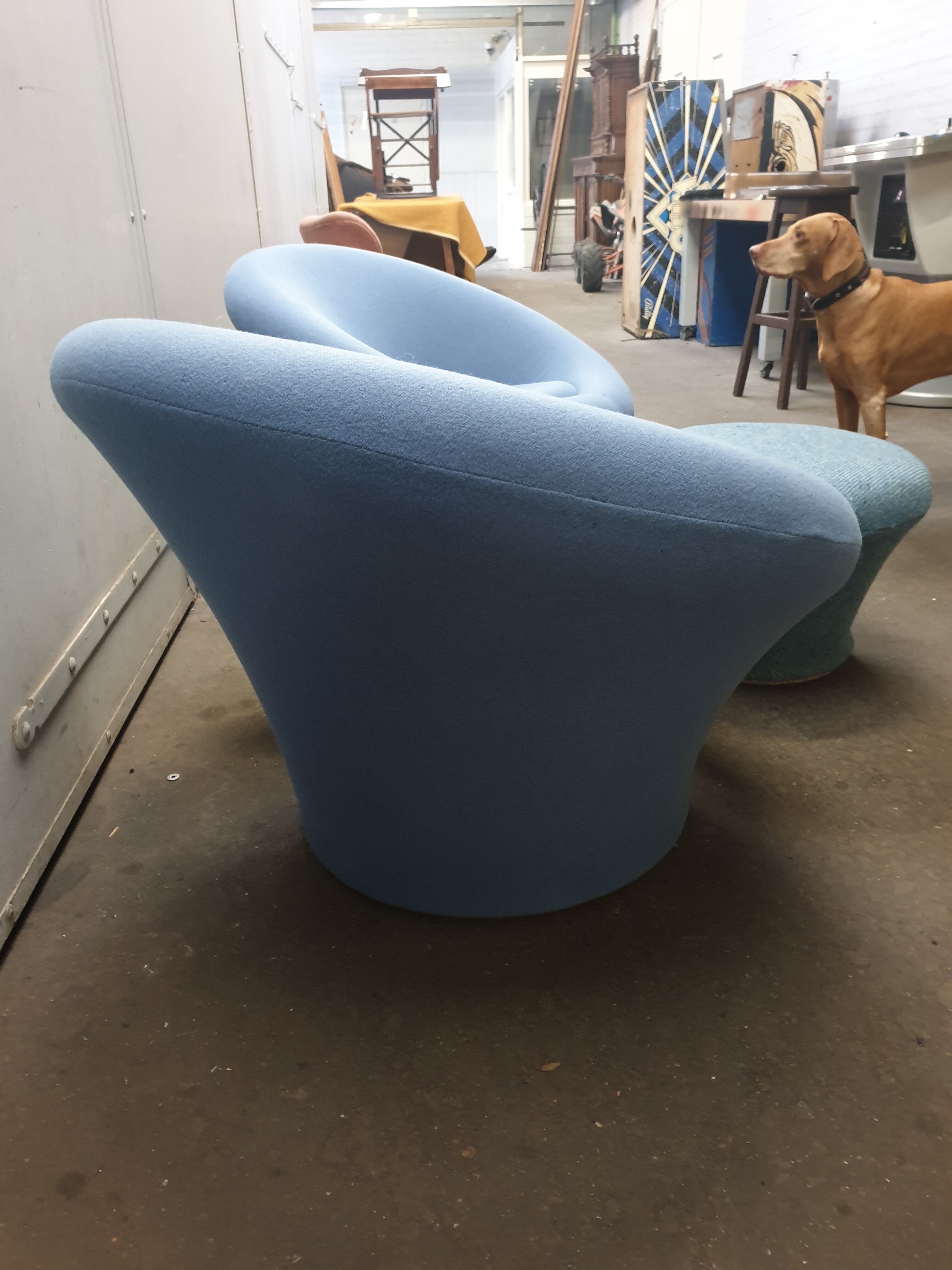 Pair of Mushroom armchairs with ottoman by Pierre Paulin for Artifort