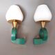 Pair of sconces in gilded brass and Art Deco lacquered