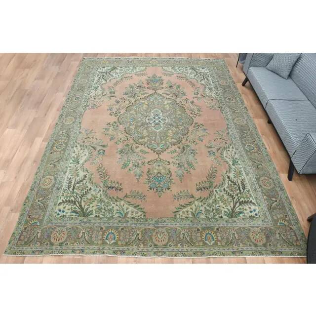 Tapis vintage persan fait main en laine et coton orange, années 1970