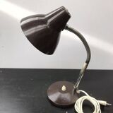 Brown Metal Desk Lamp with Flexible Chrome Arm, 1970s Industrial Vintage
