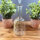 Glass carafe with enamel floral decoration and stopper – vintage