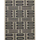 Bold Geometric Kilim Contemporary Grey Cream Wool Area Rug- 177x225cm