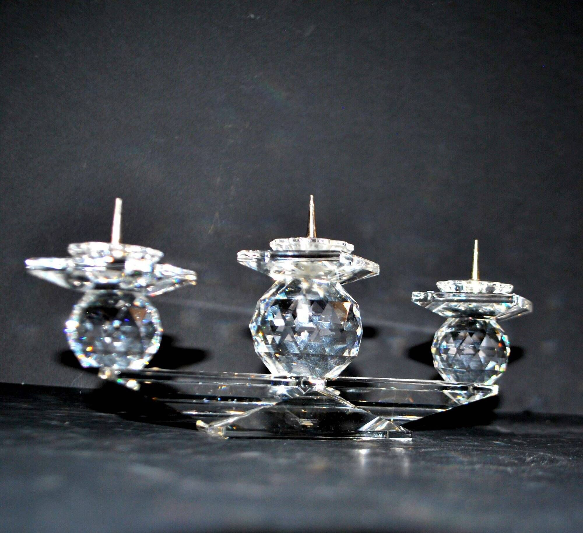 Swarovski candlestick in cut crystal signed sc swarovski design 1980