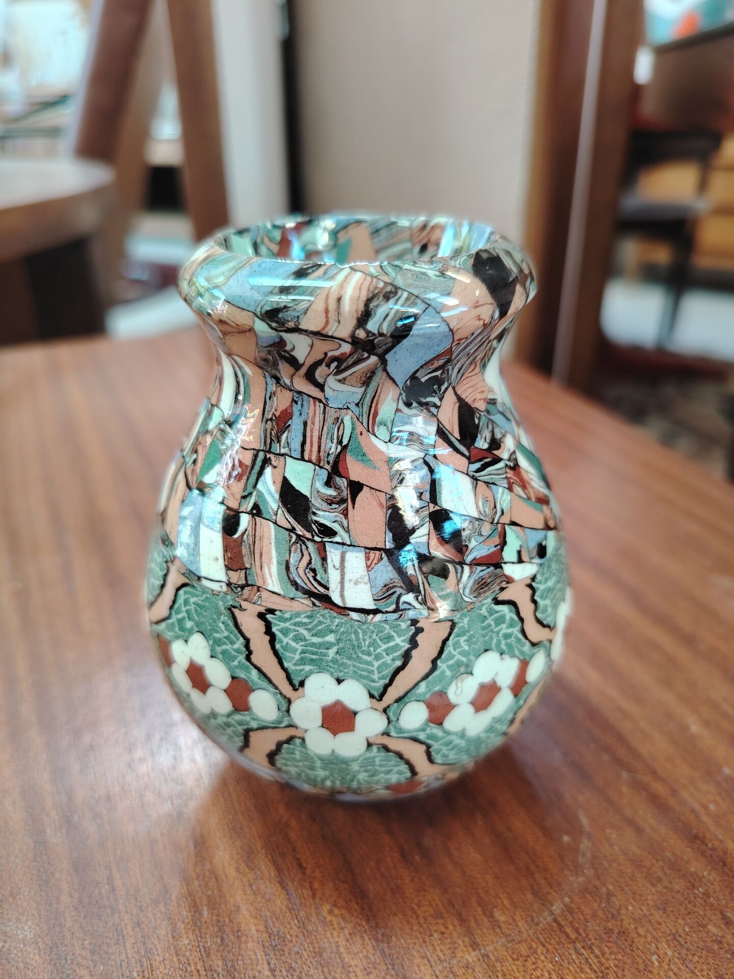 Small round ceramic art vase Valauris