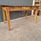 Table de ferme bois dessus patine noire