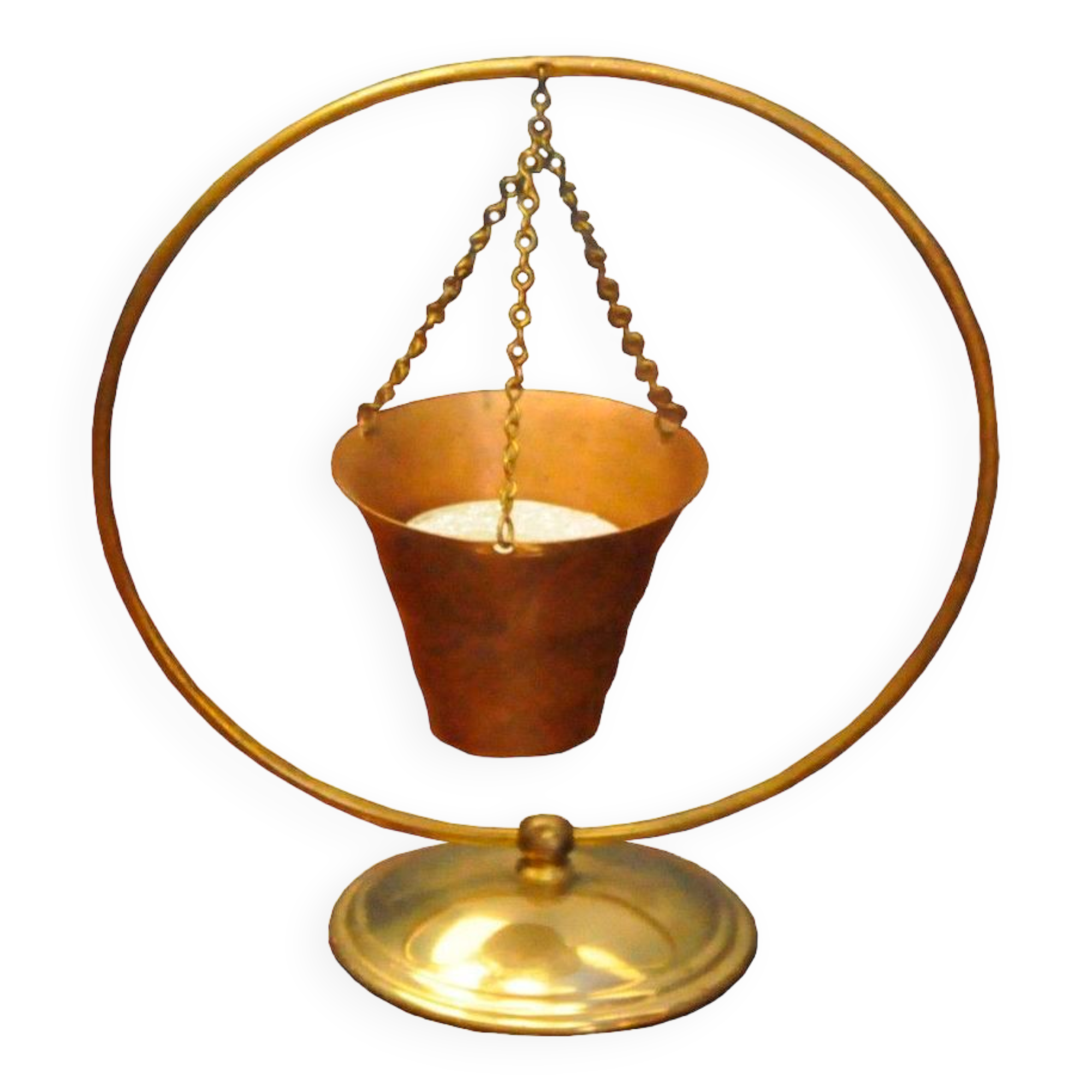 Scandinavian copper and brass candle holder