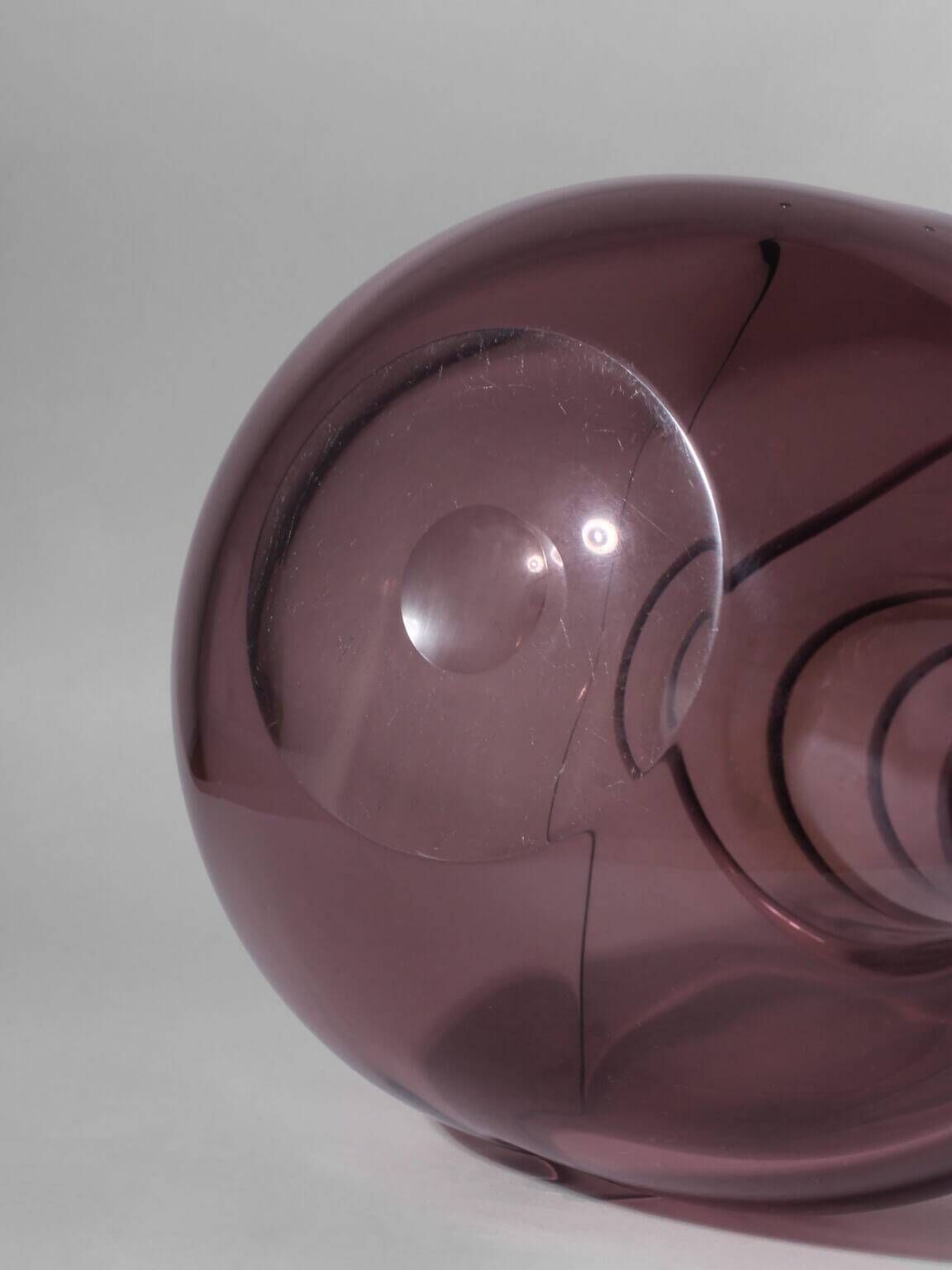 Monica Backström Art Glass Vase In Burgundy And White, For Kosta Boda