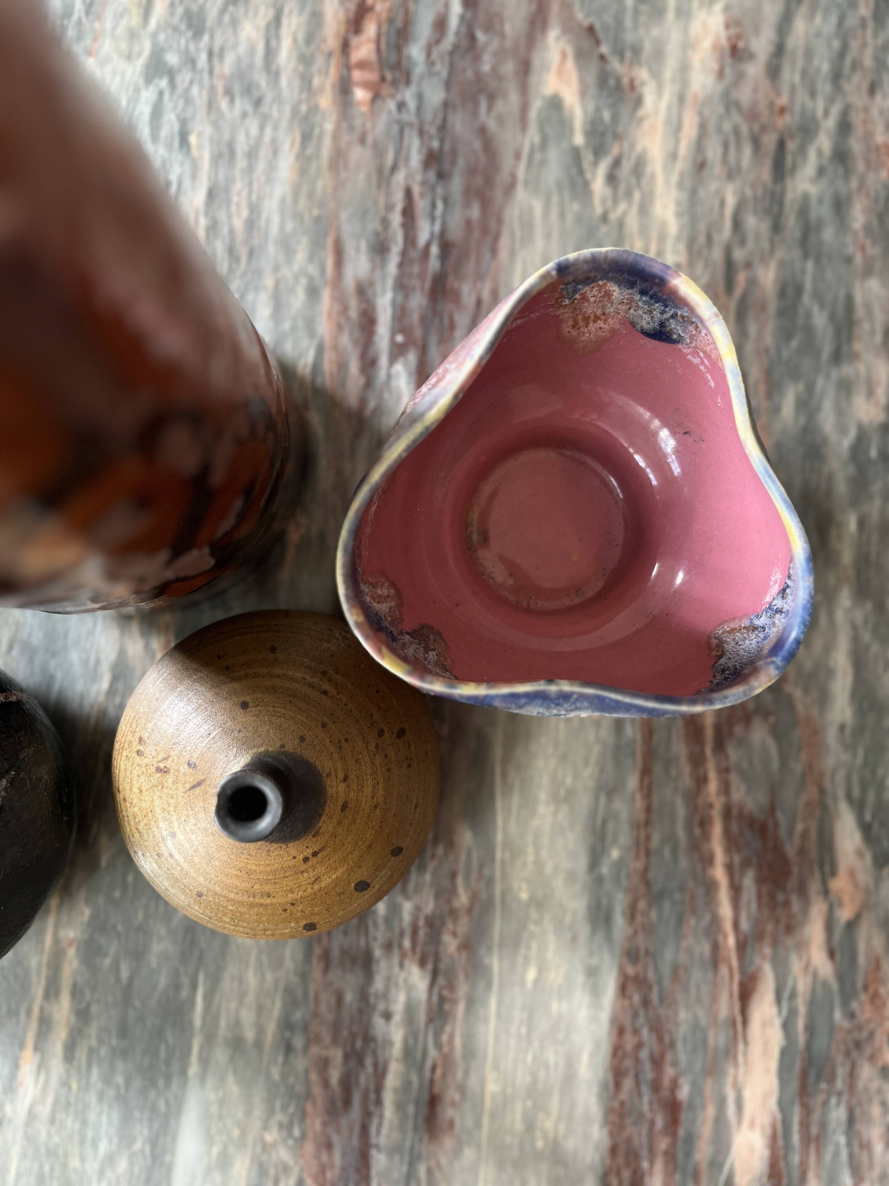 Arts cerams Grand feu enameled ceramic bowl, Saint Armand 1960