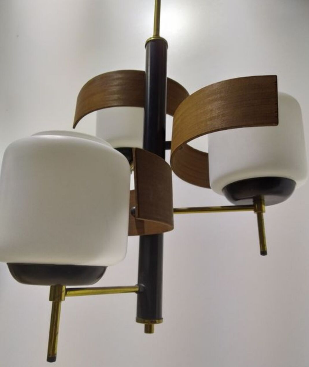 Opaline teck and brass hanging