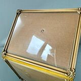Cadre photo vintage en métal doré 25,5 cm x 23 cm verre convexe