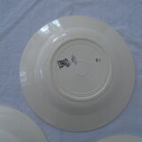 3 Plates faience old Badonviller motis art deco blue and gray