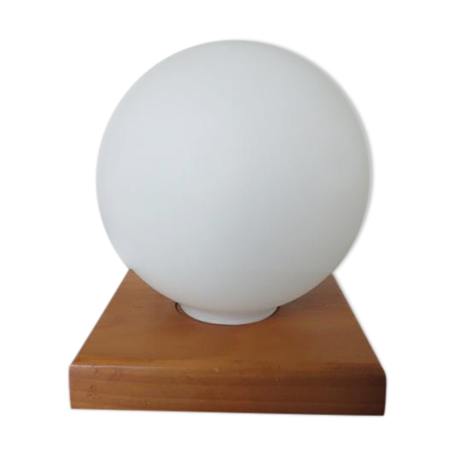 Scandinavian wood and white opaline 70s