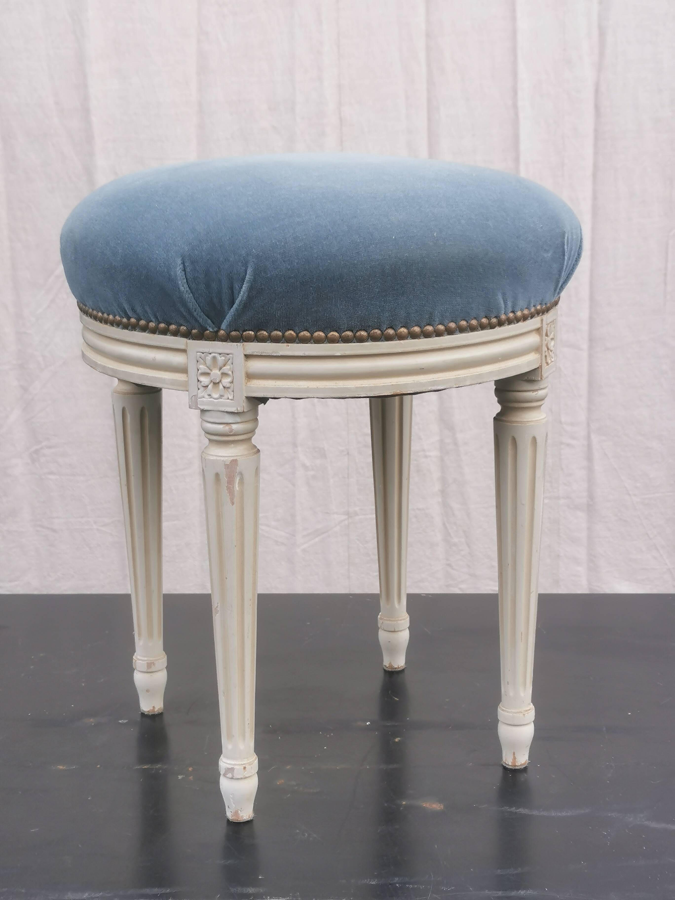 “Louis xvi” style upholstered stool