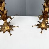 Pair of gold-plated palm tree table lamps by Hans Kögl, Germany, 1970s