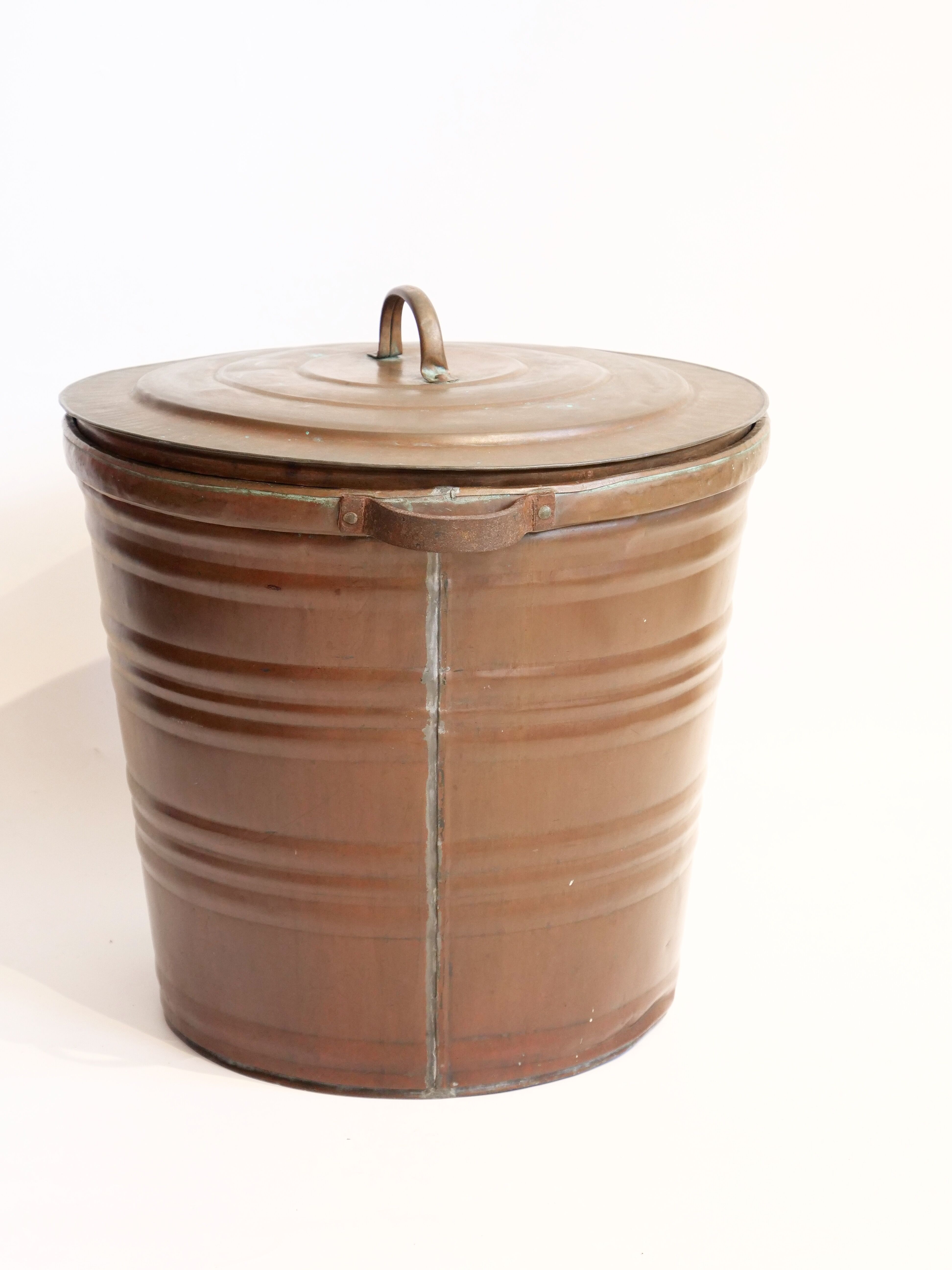 Copper trash can or trash can