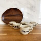 Set of 6 stoneware coffee cups from the 1970s.