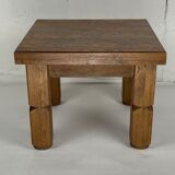 Brutalist square oak side or coffee table, Dutch 1960s