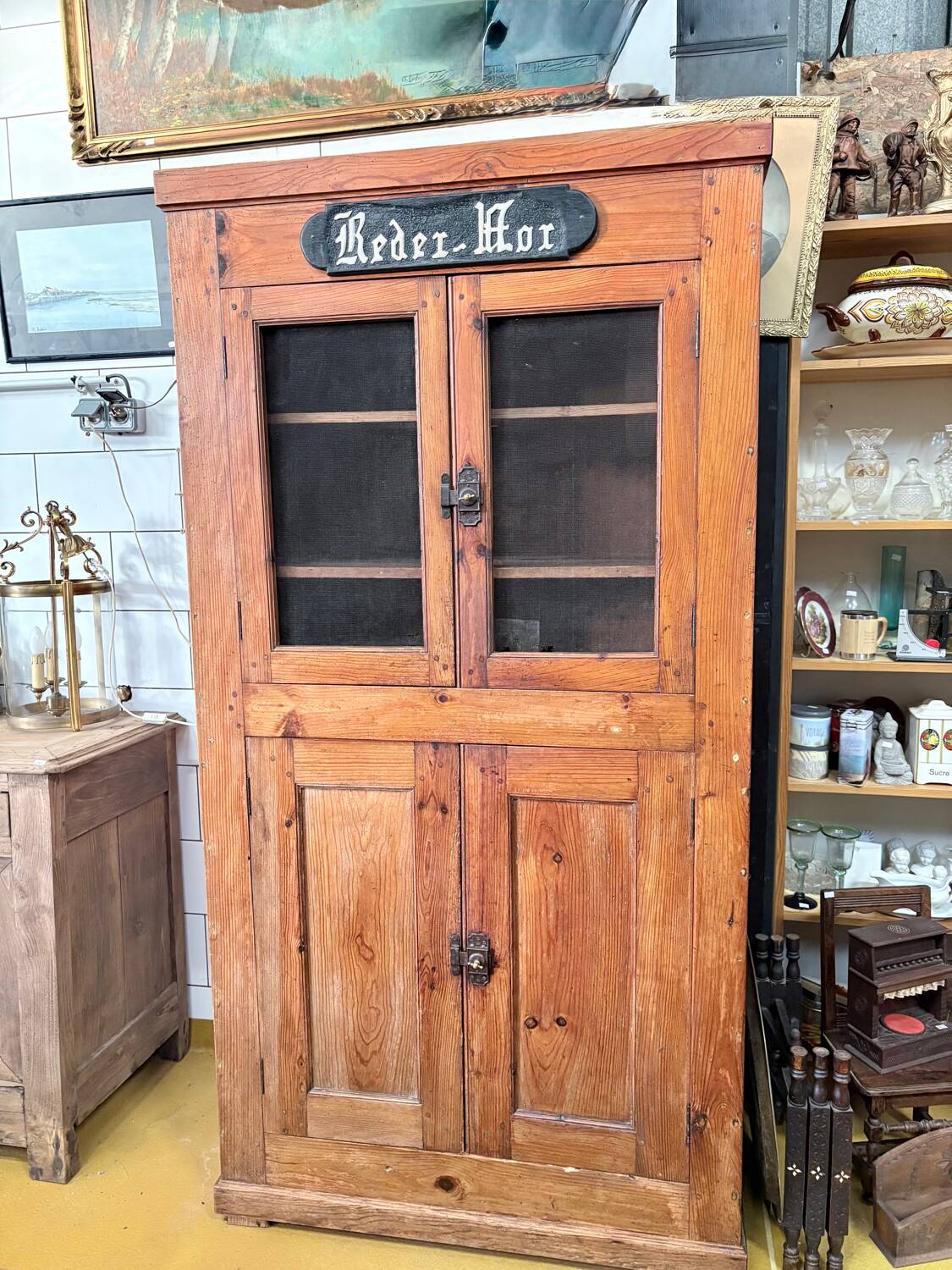 Breton display cabinet in pitch pine