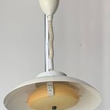 Vintage white metal pendant light - up and down system - Space Age Design