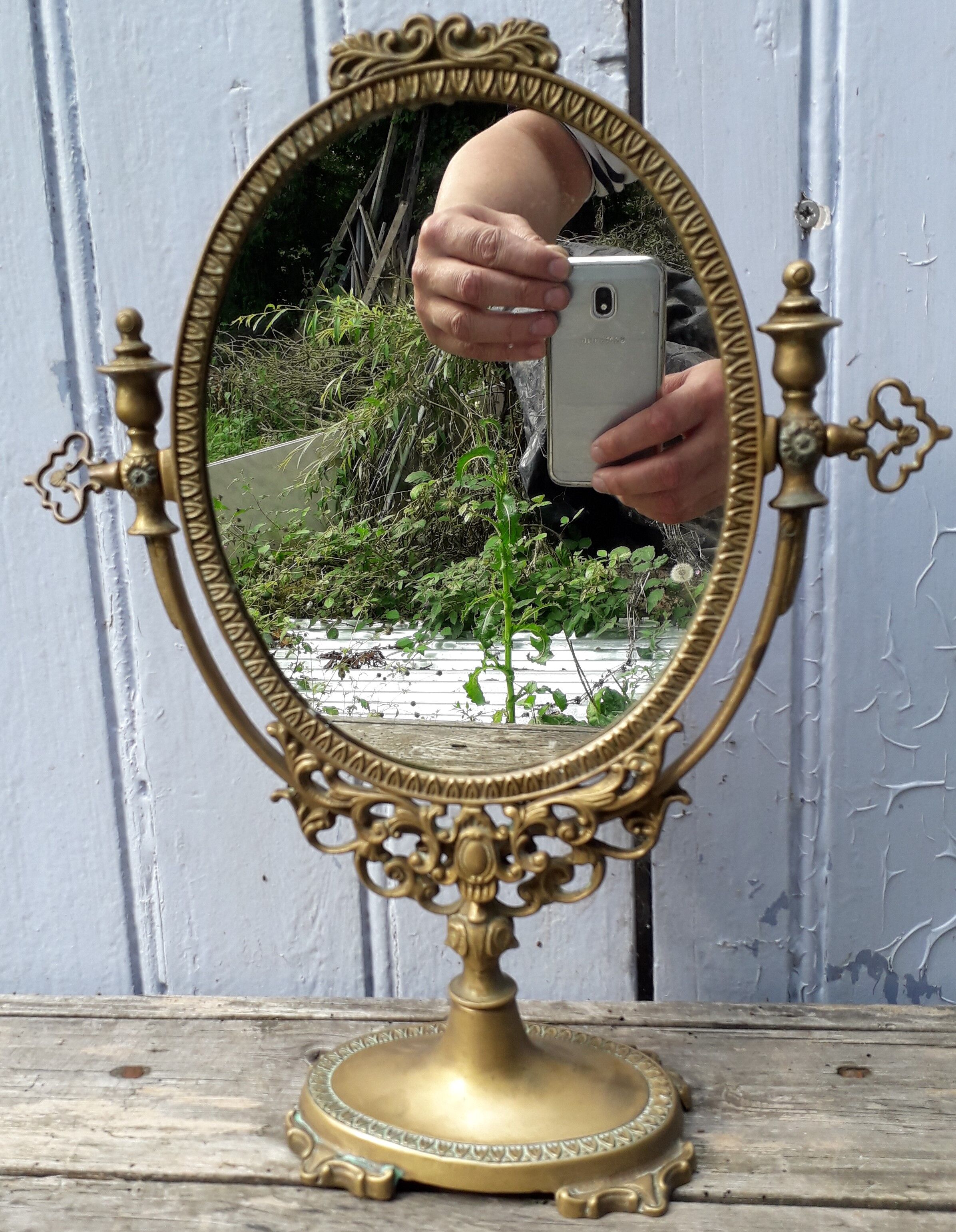 Brass psyche mirror