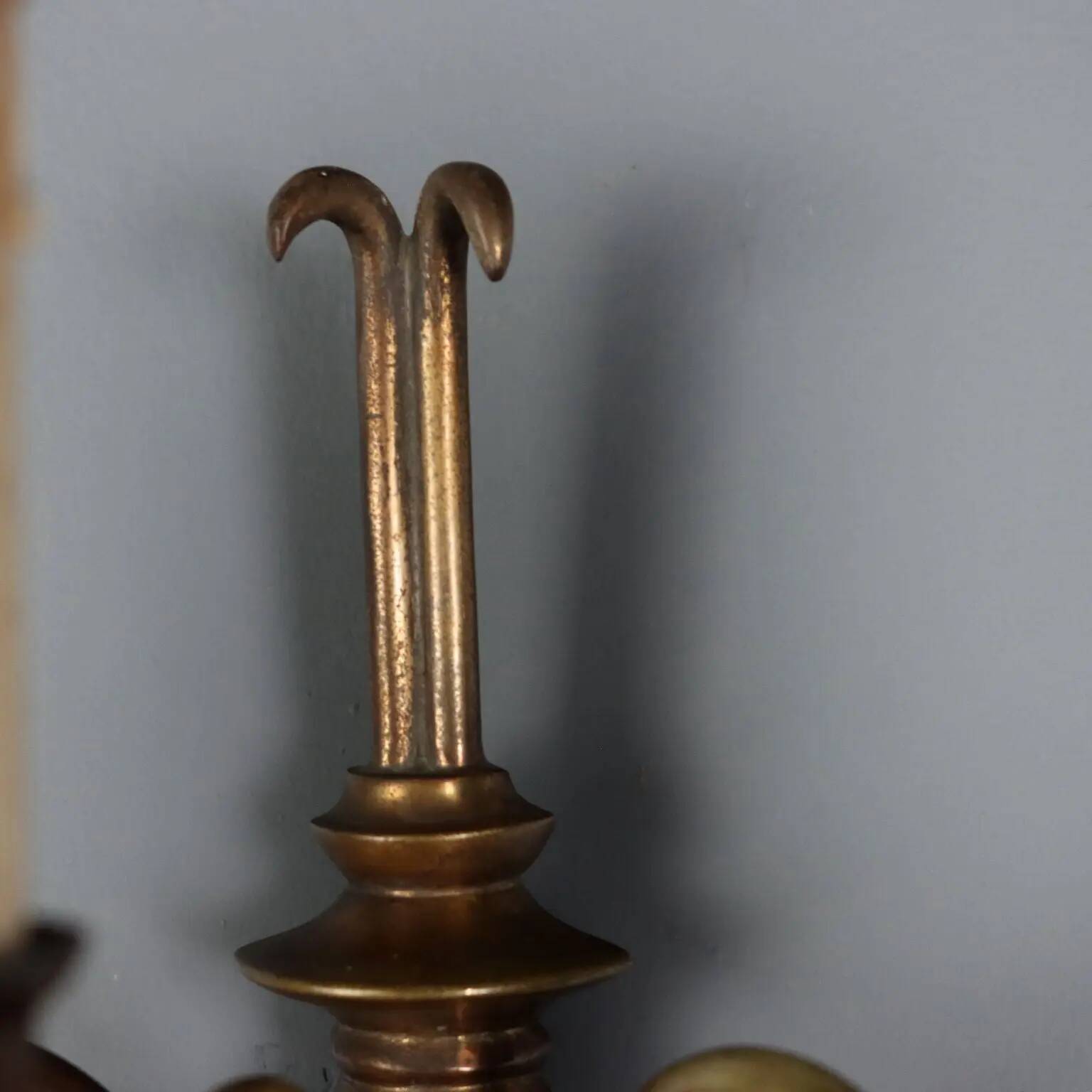 Antique wall sconces in gilded bronze, 3 lights, Italy, 20th century.