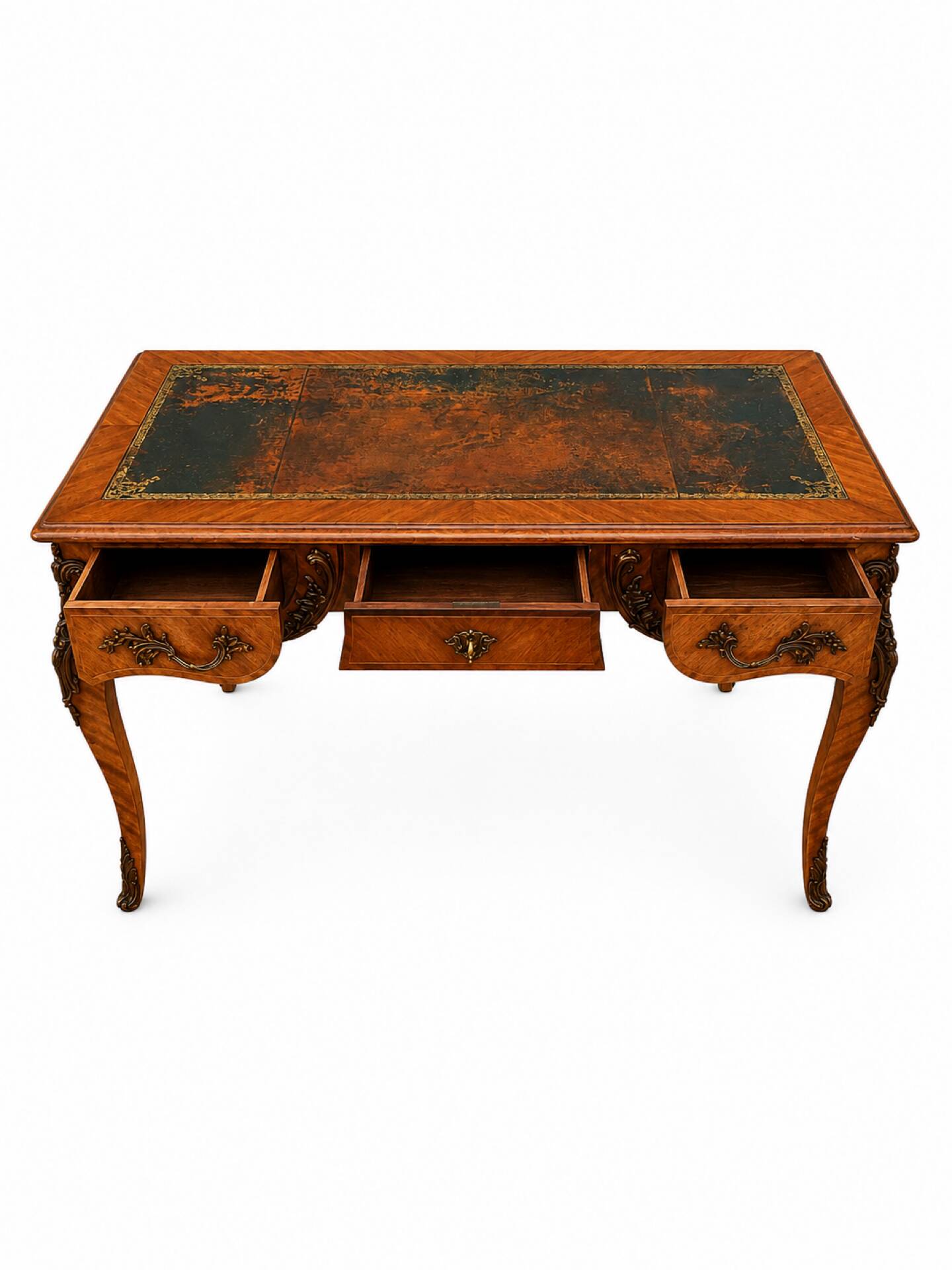 French flat desk in Louis XV style and bronze