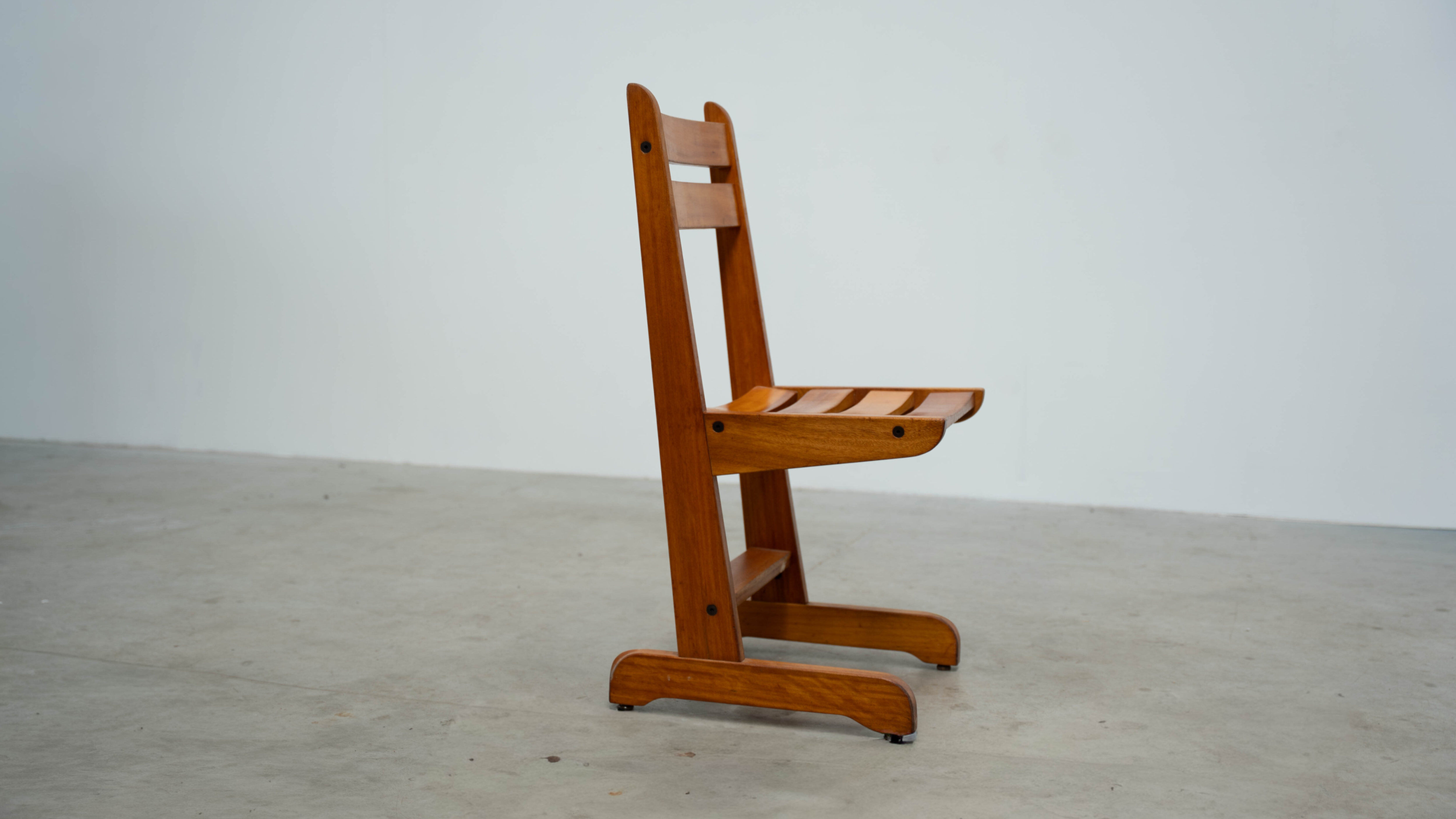 Set of six sculptural oak dining chairs