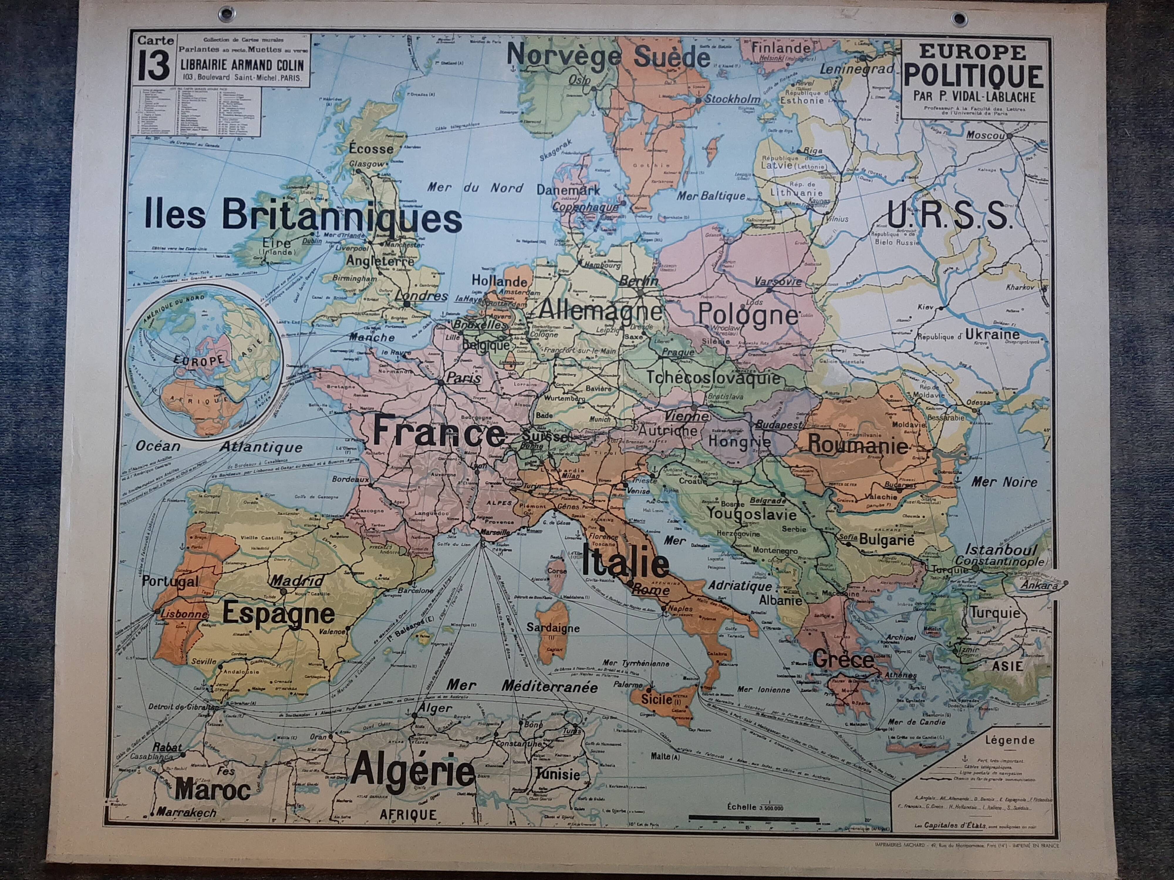 Educational wall map of ancient European politics