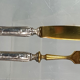 Dessert set of 6 knives and 6 forks in silver metal + case C729 S