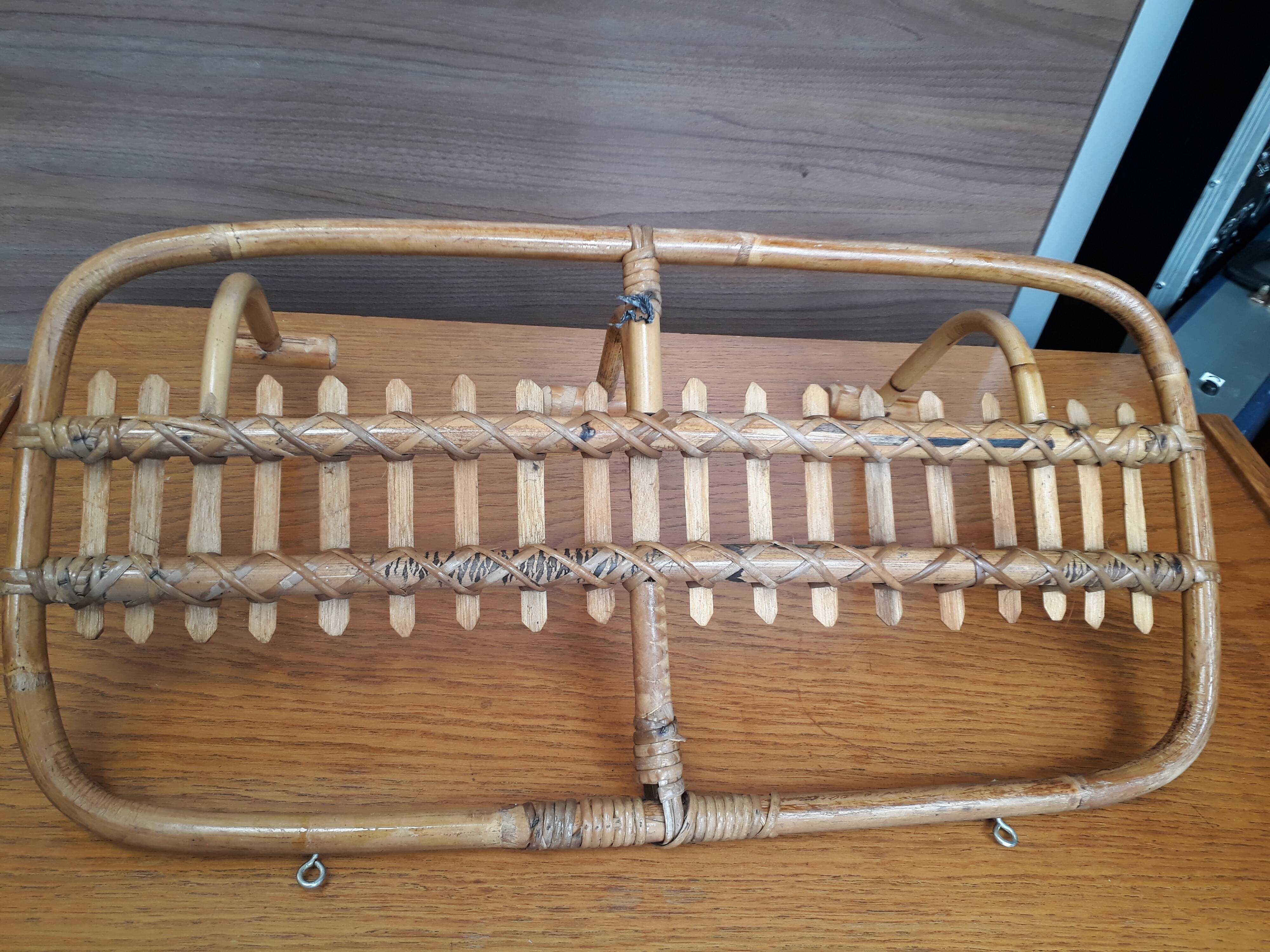 Rattan and bamboo coat rack of the 60s