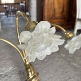 Art Deco lamp Brass and glass paste - 3 branches