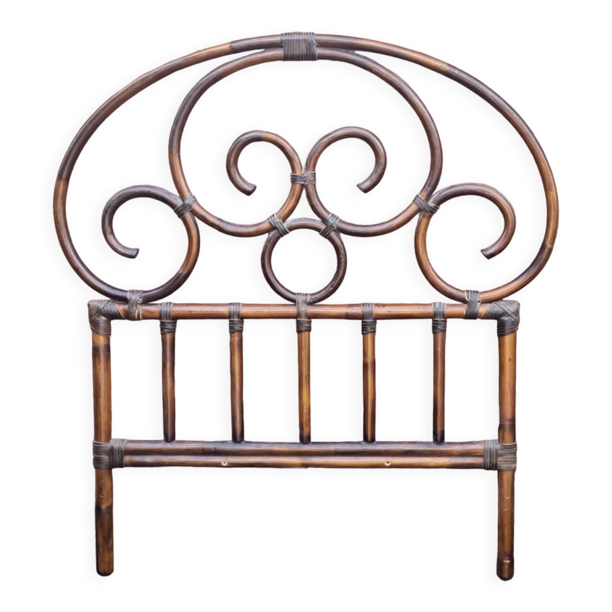 Vintage 60s bamboo rattan headboard