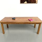 Solid oak farmhouse table, square legs.