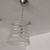 70's pendant light, partially sandblasted molded glass