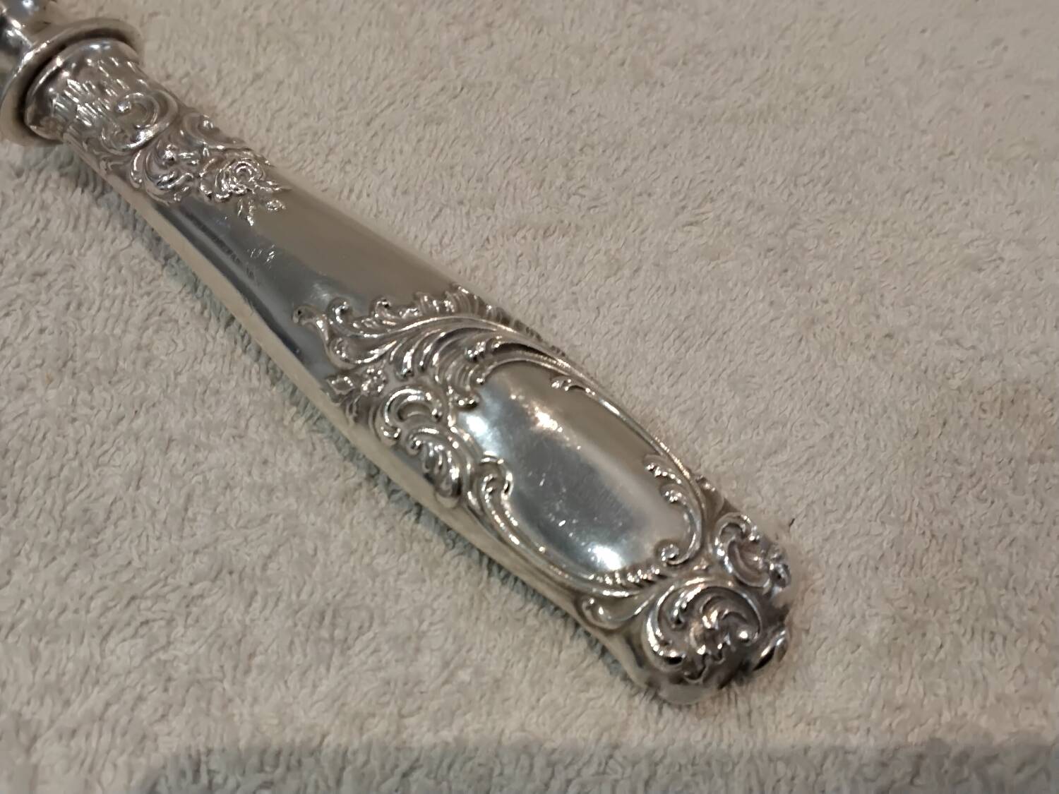 Some silver-plated handles, 950 Minerve, Rocaille style, Ravinet.