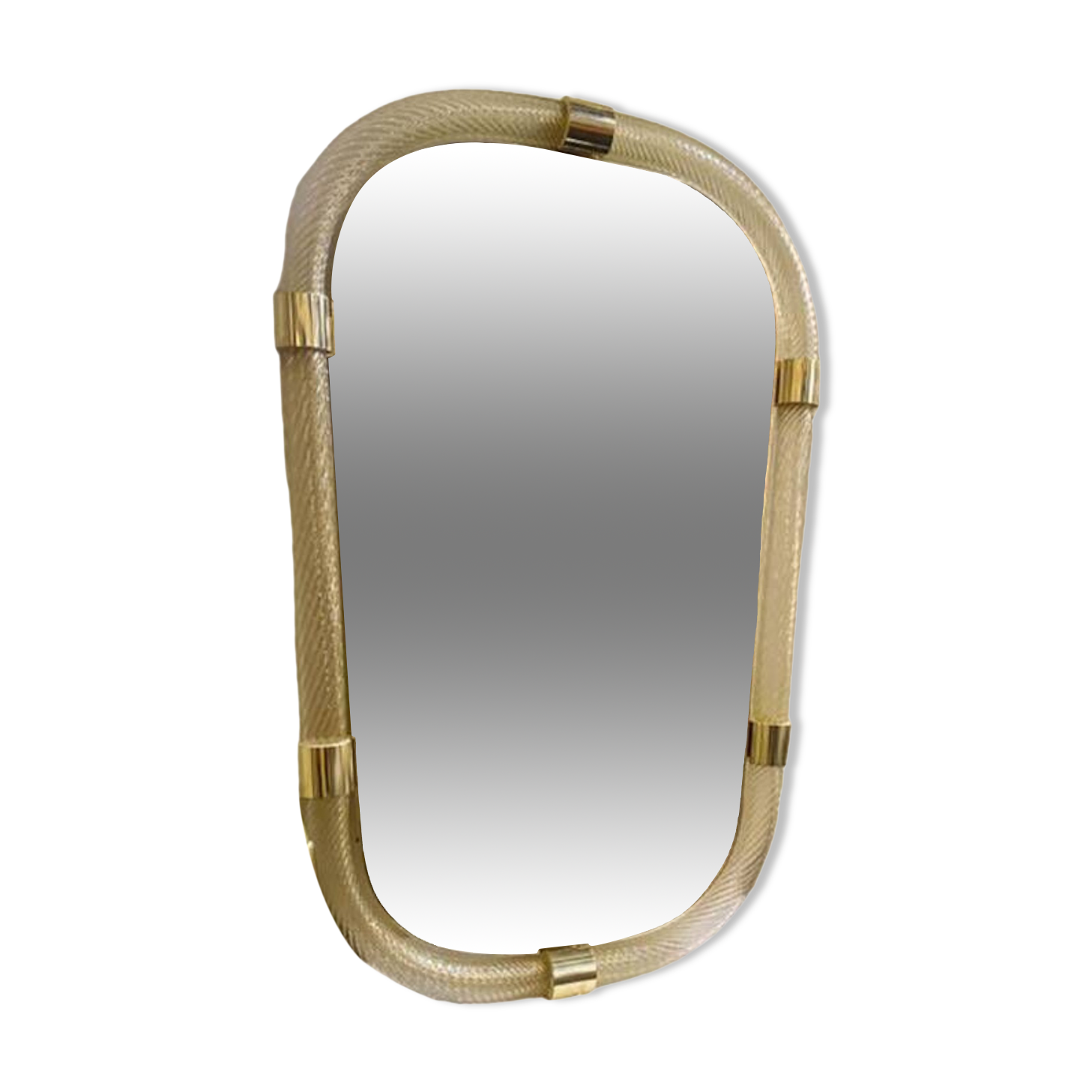 Impressive “Torciglione” Gold Murano Glass Wall Mirror in Barovier Style