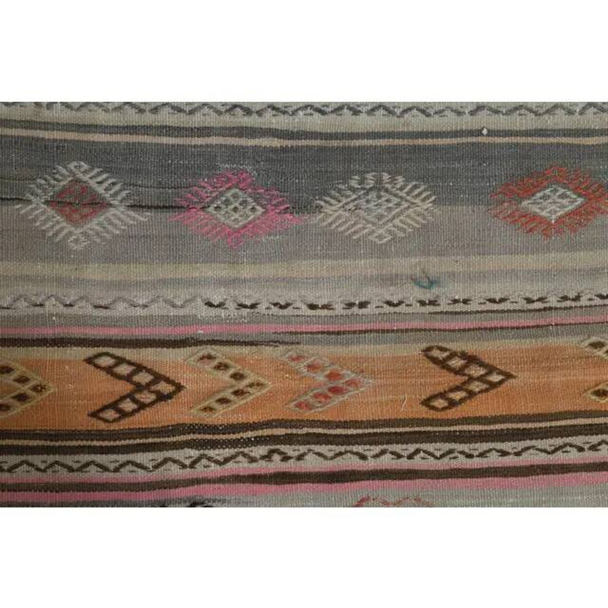 70's Vintage Oushak Handmade Wool Orange Kilim Runner Rug 116x283
