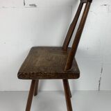 Chaise d'appoint brutaliste artisanale antique fabriquée à la main, style ferme néerlandais