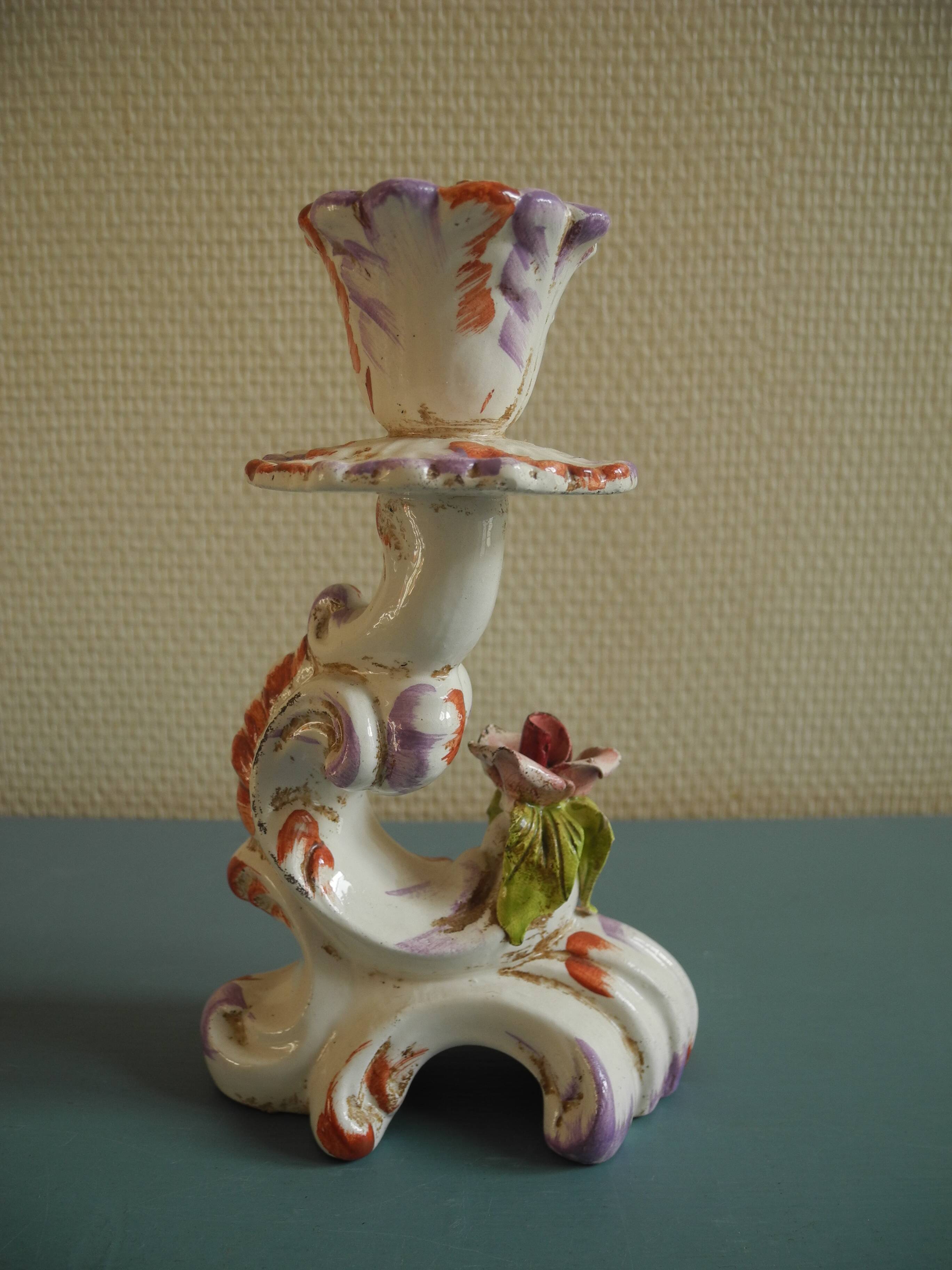 ceramic candlestick chandelier Italy vintage decor candleholder