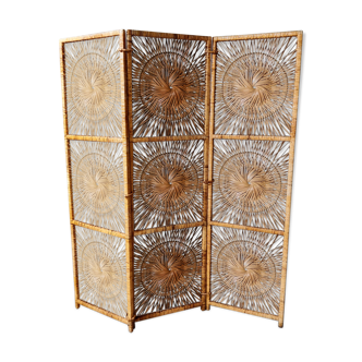 Rattan room divider or folding screen by Rohé Noordwolde, 1960s
