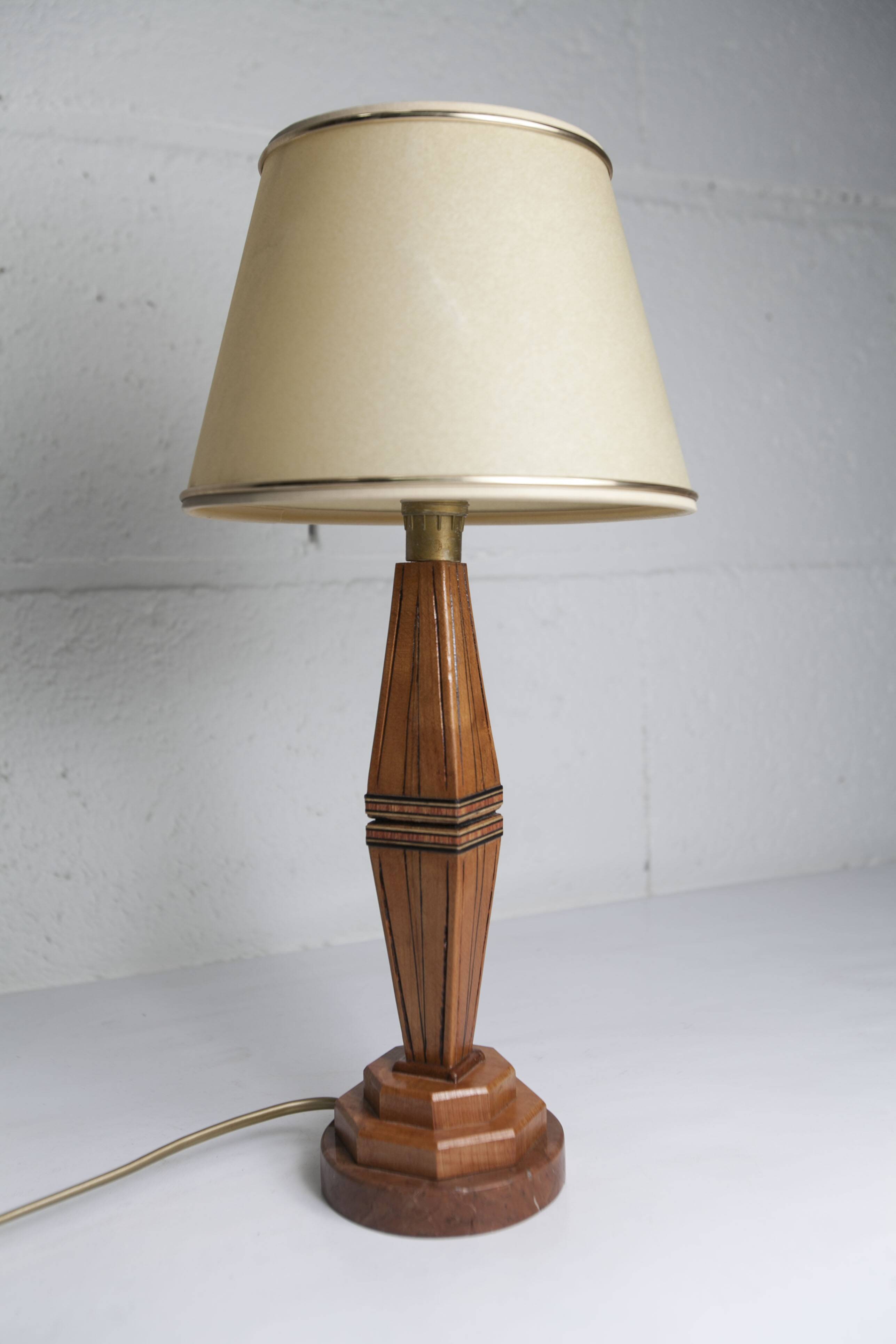 Table lamp 1930 art deco wood Verona marble
