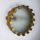 Brutalist crown sunburst fixture in gilt metal and frosted glass, France, 1960s