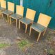 6 old wooden chairs skaï imitation leather punt mobles vintage