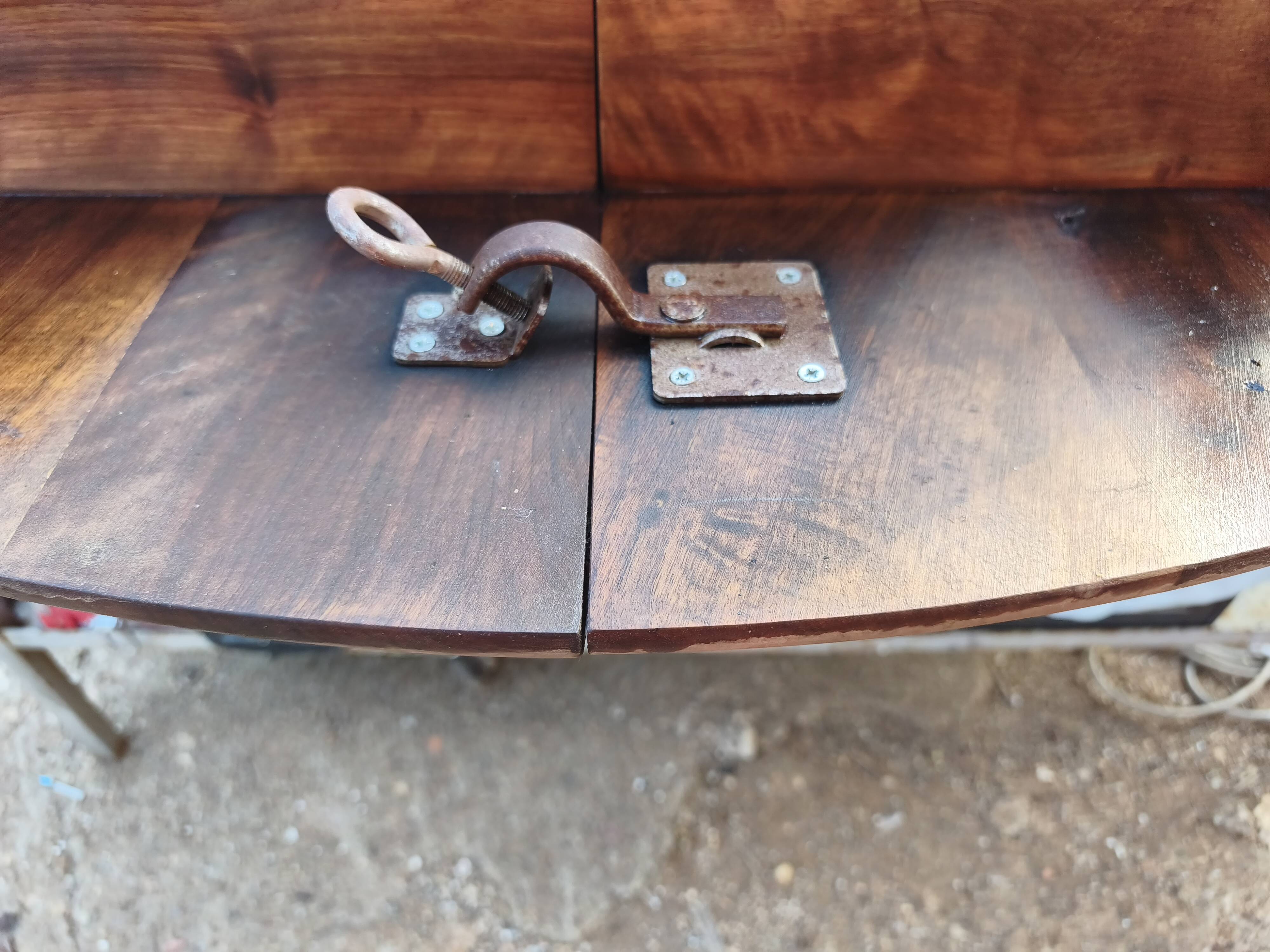19th-century walnut drop-leaf table.