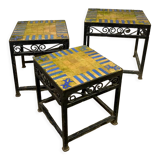 Nesting tables ceramic wrought iron