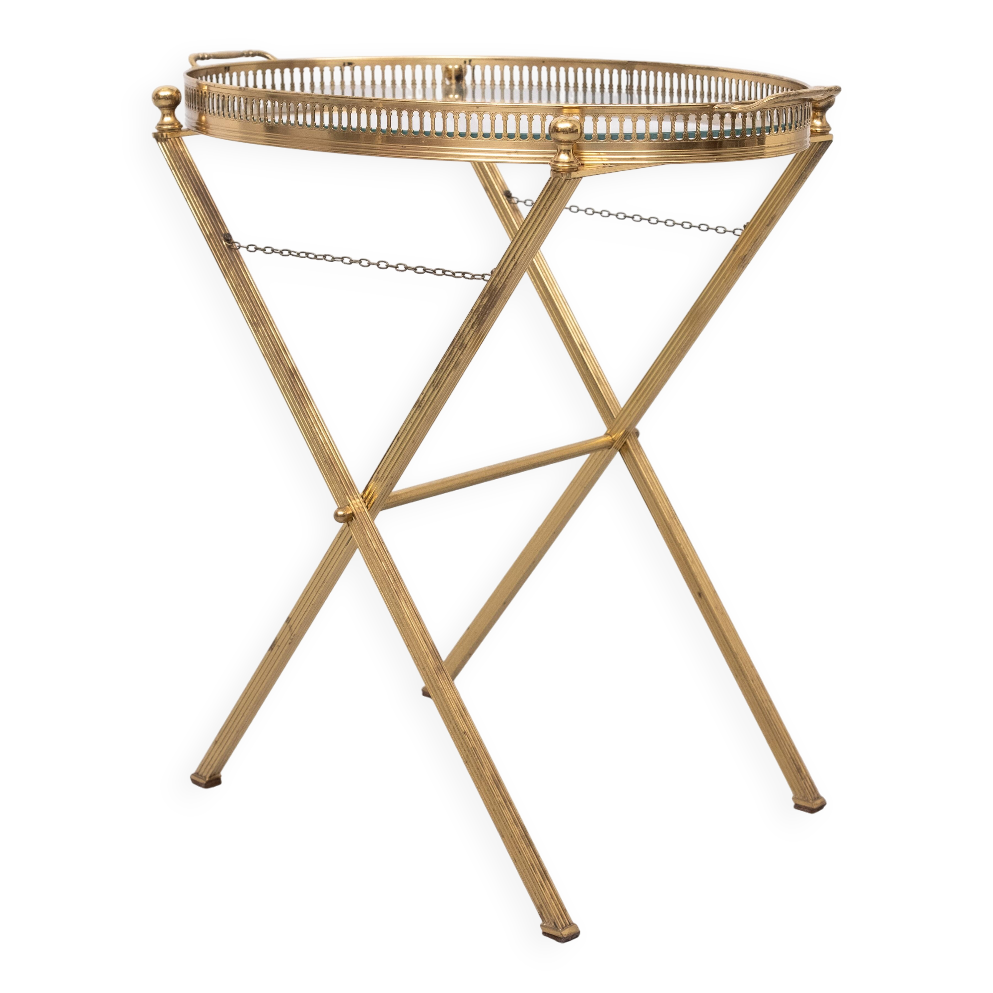 small Brass folding serving tray table 1970 France