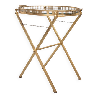 small Brass folding serving tray table 1970 France
