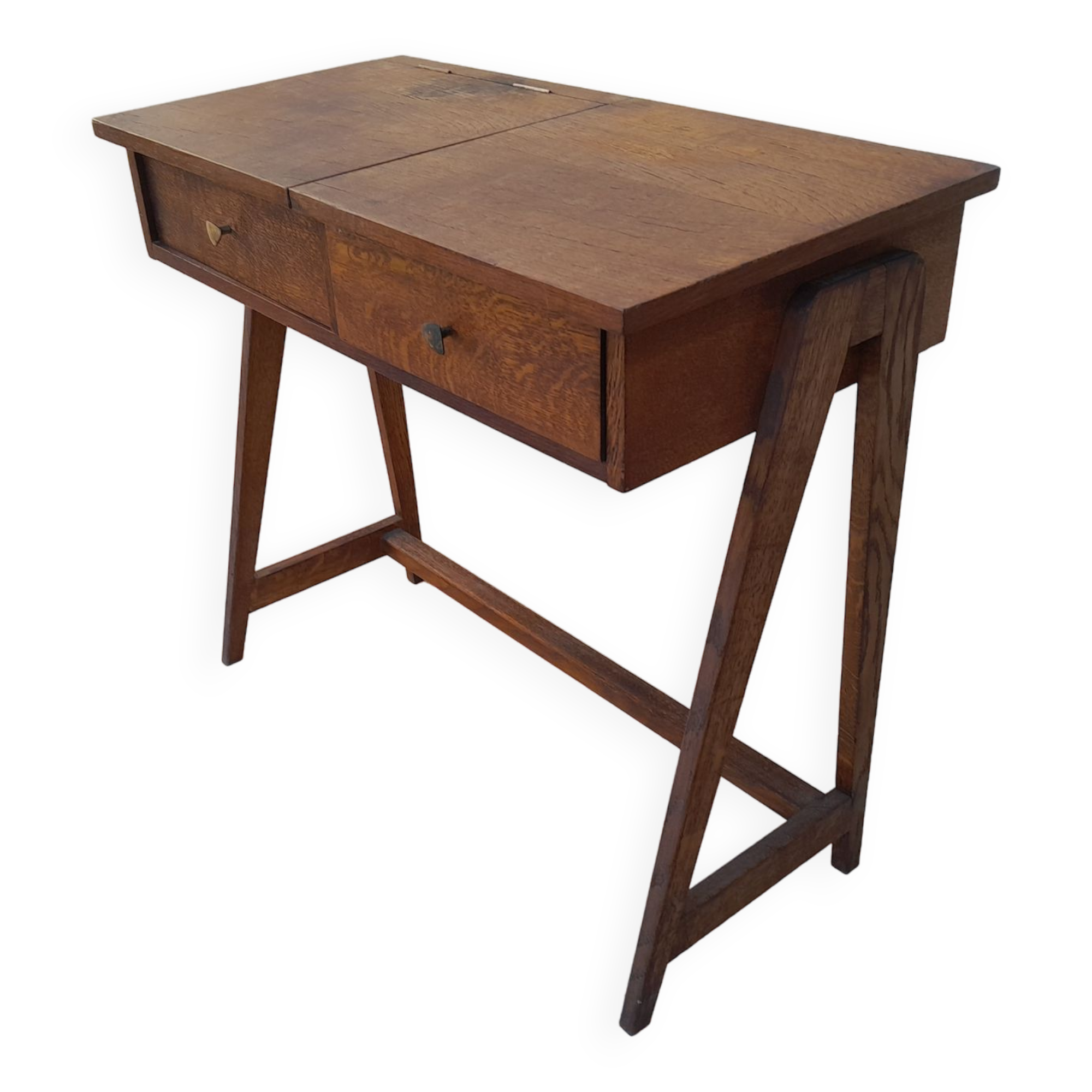 Vintage desk, reconstruction period, 50s oak
